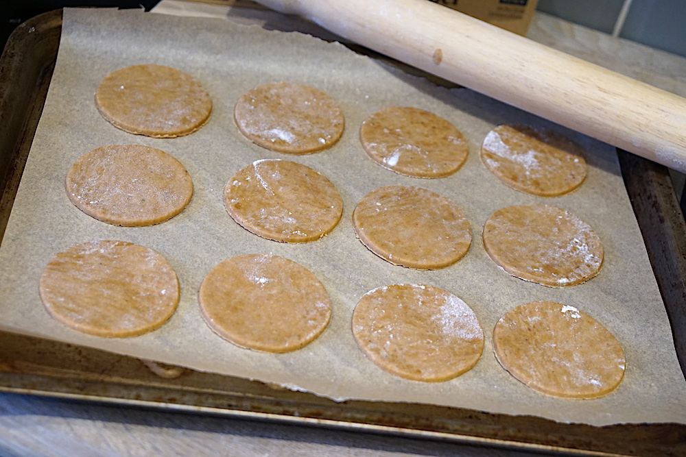 ginger biscuits on baking tray