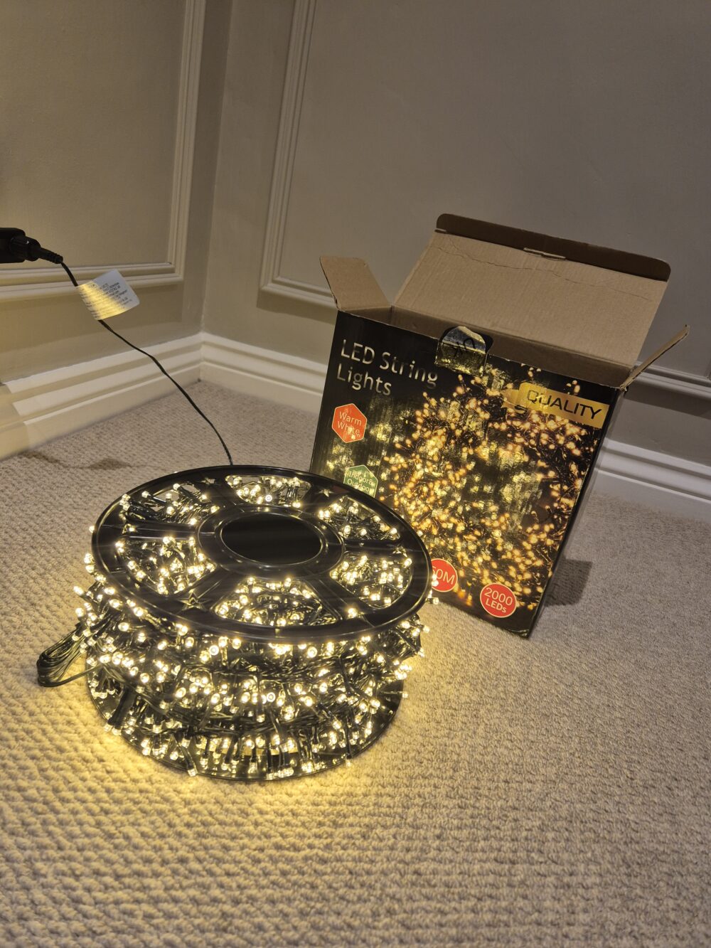 LED Xmas lights on a roll
