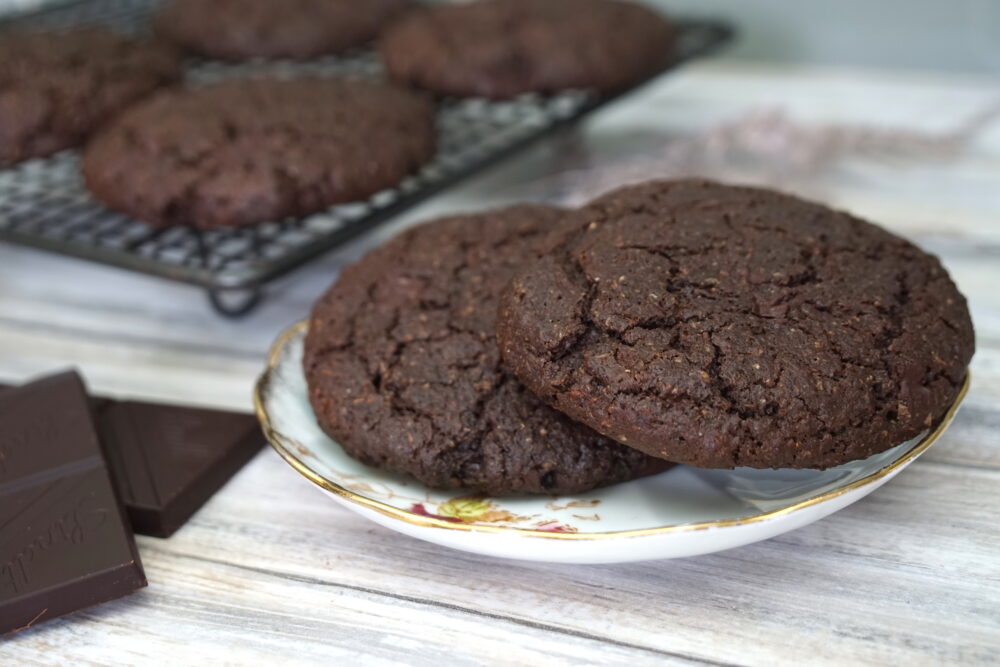 plant based double chocolate chip cookies