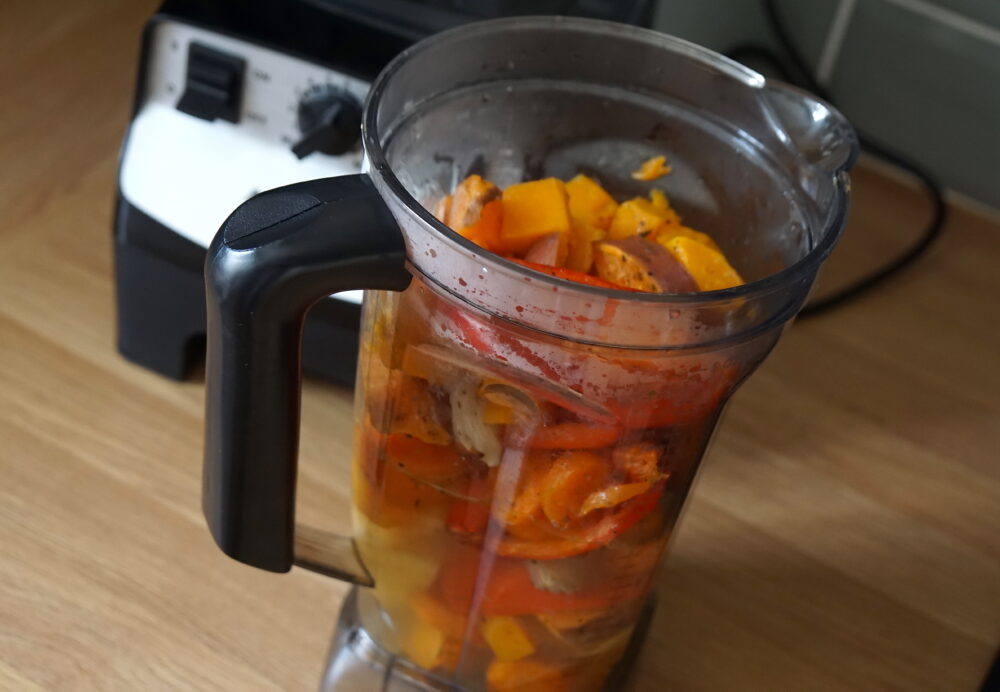 vegetable soup ingredients in blender