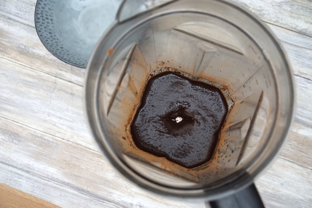 chocolate truffle mixture in blender