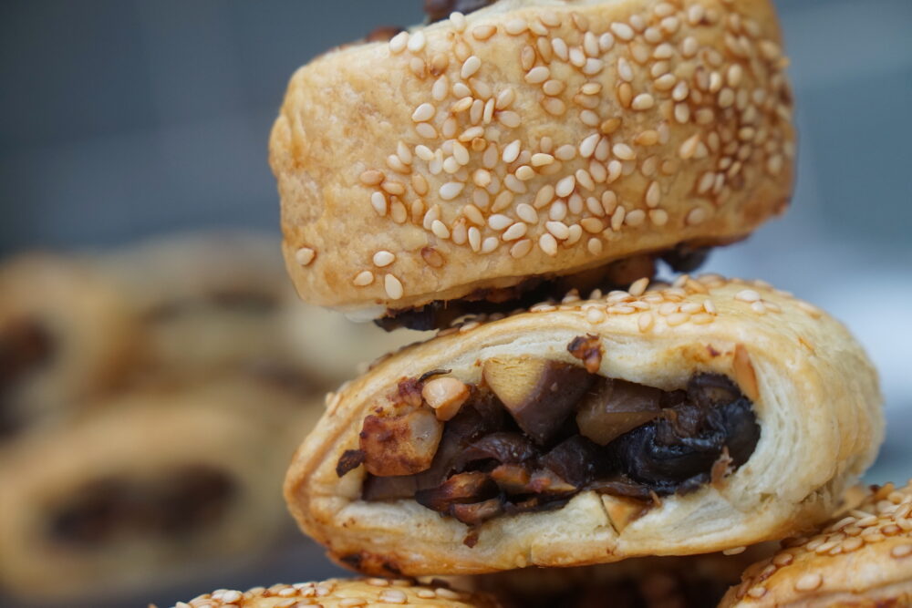 vegan sausage roll tower