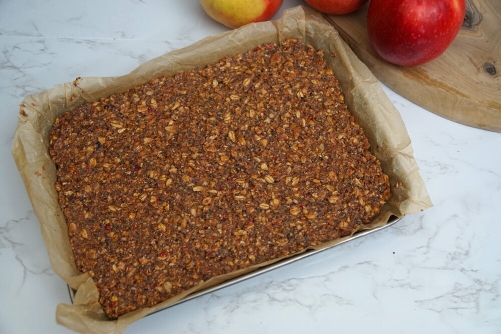 sticky granola bars in tin