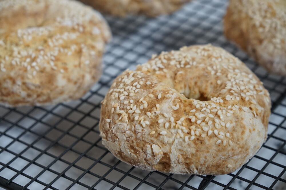 close up of bagel