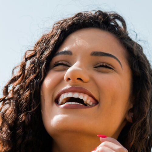 lady laughing big smile