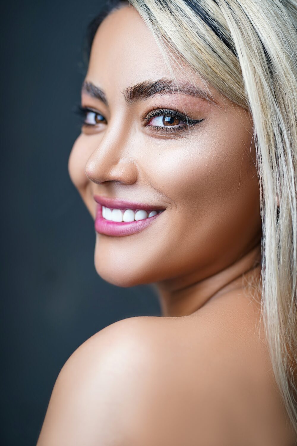 lady smiling teeth on show