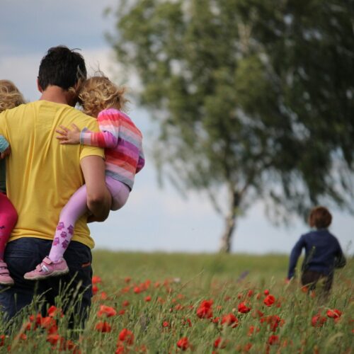 man with children