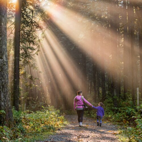 family walking